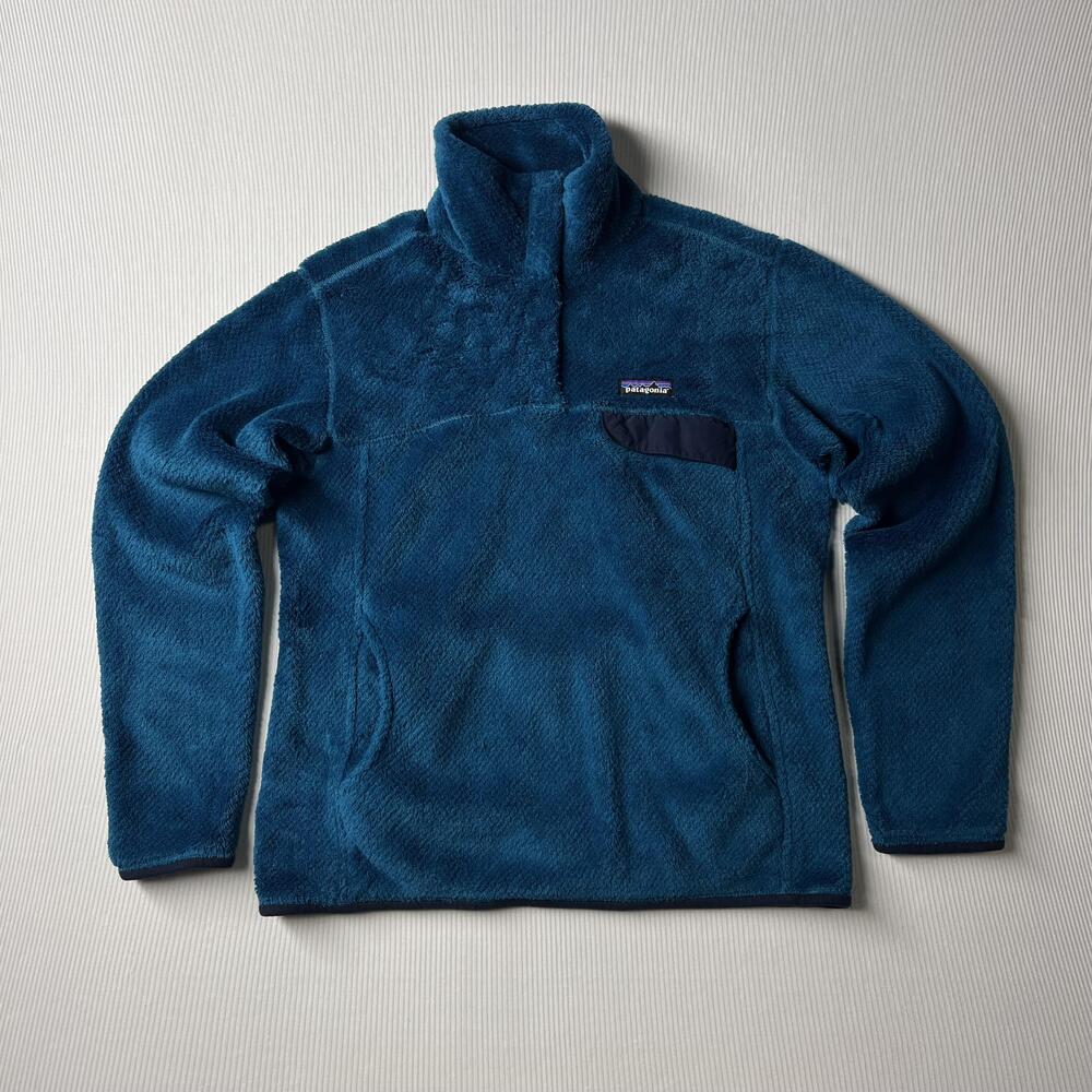 Patagonia Los Gatos Fleece Jacket Womens M Blue 1/4 Snap Pullover Pockets